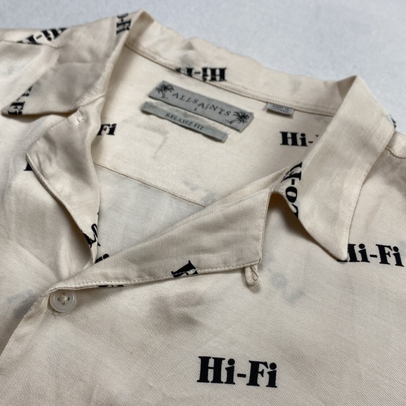 All Saints Conscious Collection Lo-Fi/Hi-Fi Relaxed Fit Camp/Resort Shirt (Ecru) - Picture 7 of 16